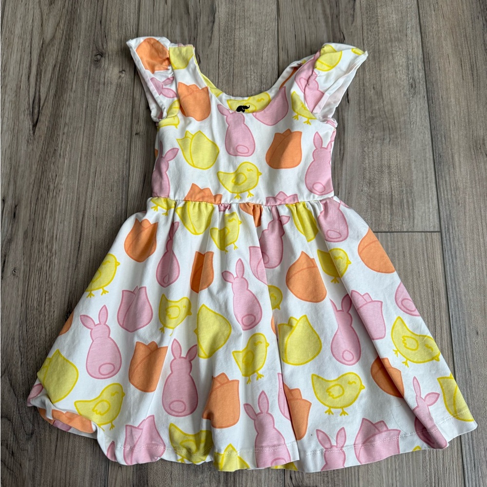 Monica + Andy Girls White Dress with Pink, Yellow & Orange Animal Print Size 3T